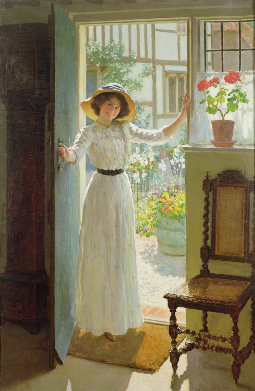 Mökin oven luona (öljy kankaalle) tekijältä William Henry Margetson