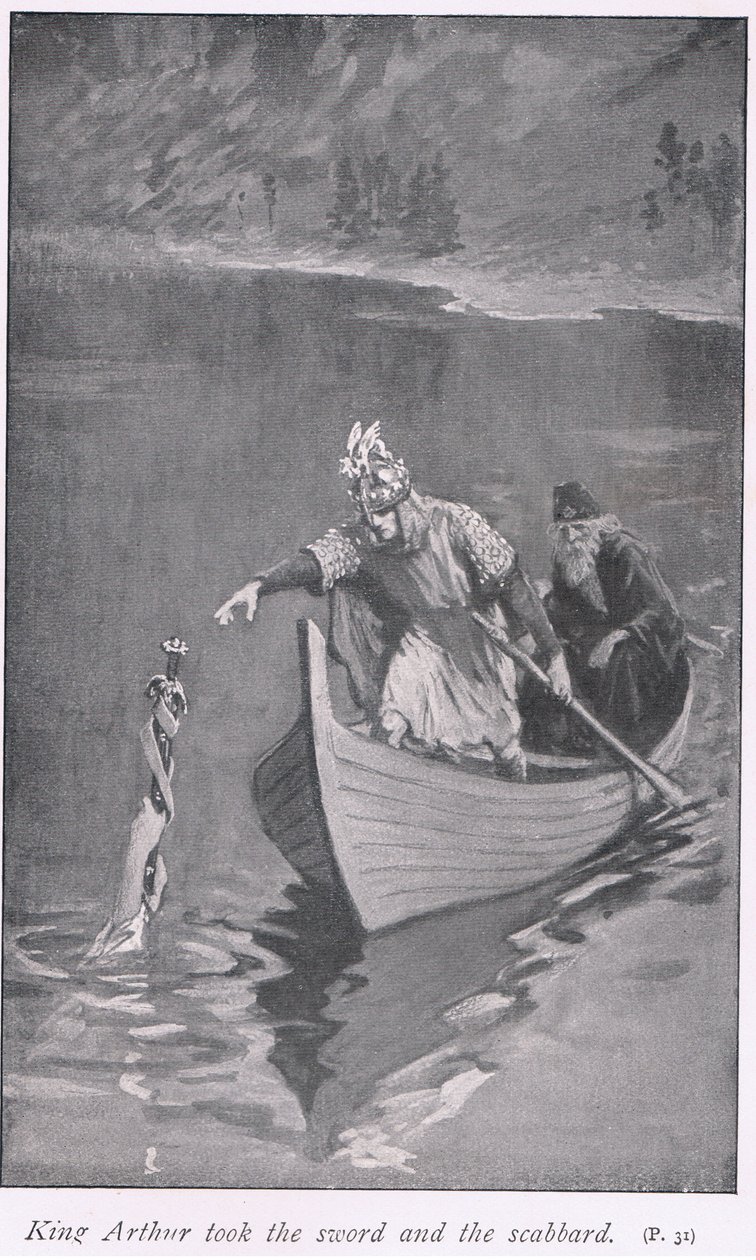 Kuningas Arthur otti miekan ja huoran tekijältä William Henry Margetson