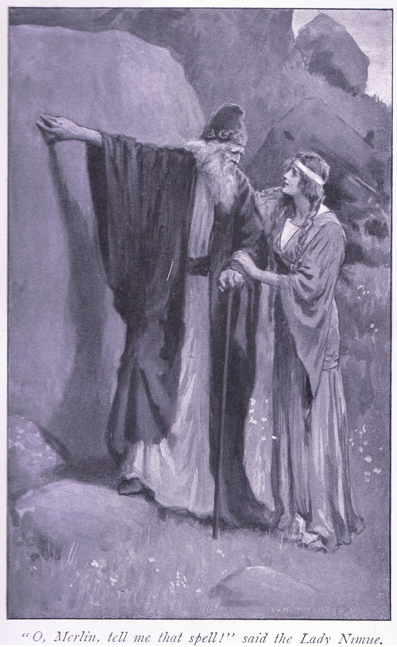 Oi, Merlin, kerro minulle tuo loitsu! sanoi rouva Niume tekijältä William Henry Margetson