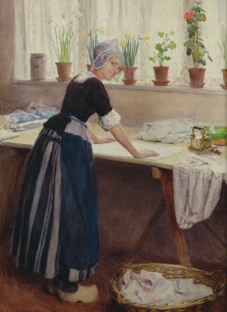 Pesulaneito, 1915 (wc paperille) tekijältä William Henry Margetson