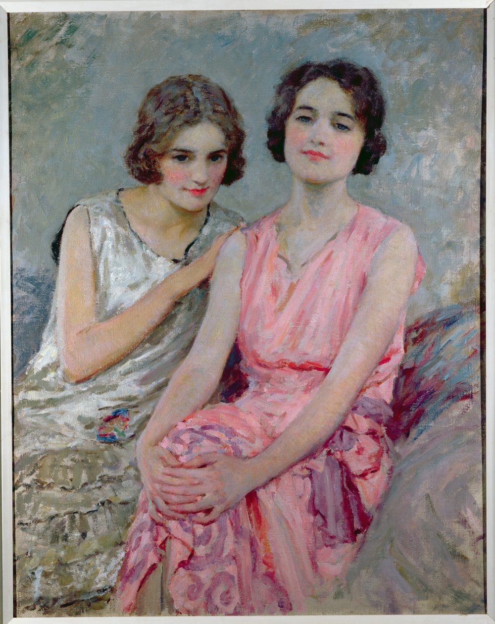 Kaksi nuorta naista istumassa tekijältä William Henry Margetson