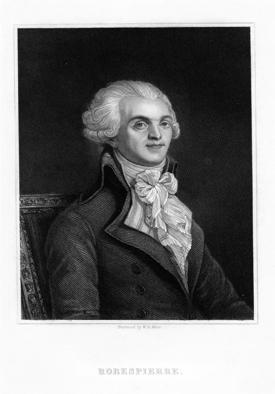 Maximilien Robespierre, yksi Ranskan vallankumouksen johtajista, 1800-luku tekijältä William Henry Mote