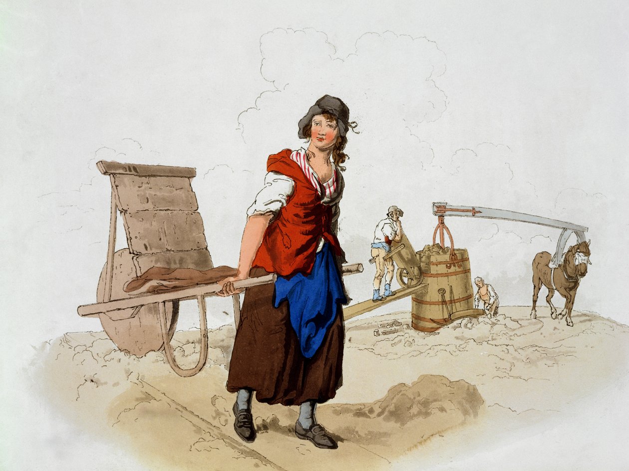 Brick Maker, julkaisusta Costume of Great Britain, julkaisija William Miller, 1805 tekijältä William Henry Pyne