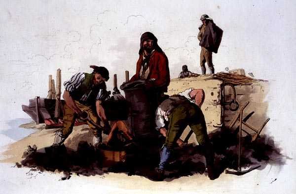 Coal Heavers, julkaisusta Costume of Great Britain, julkaisija William Miller tekijältä William Henry Pyne