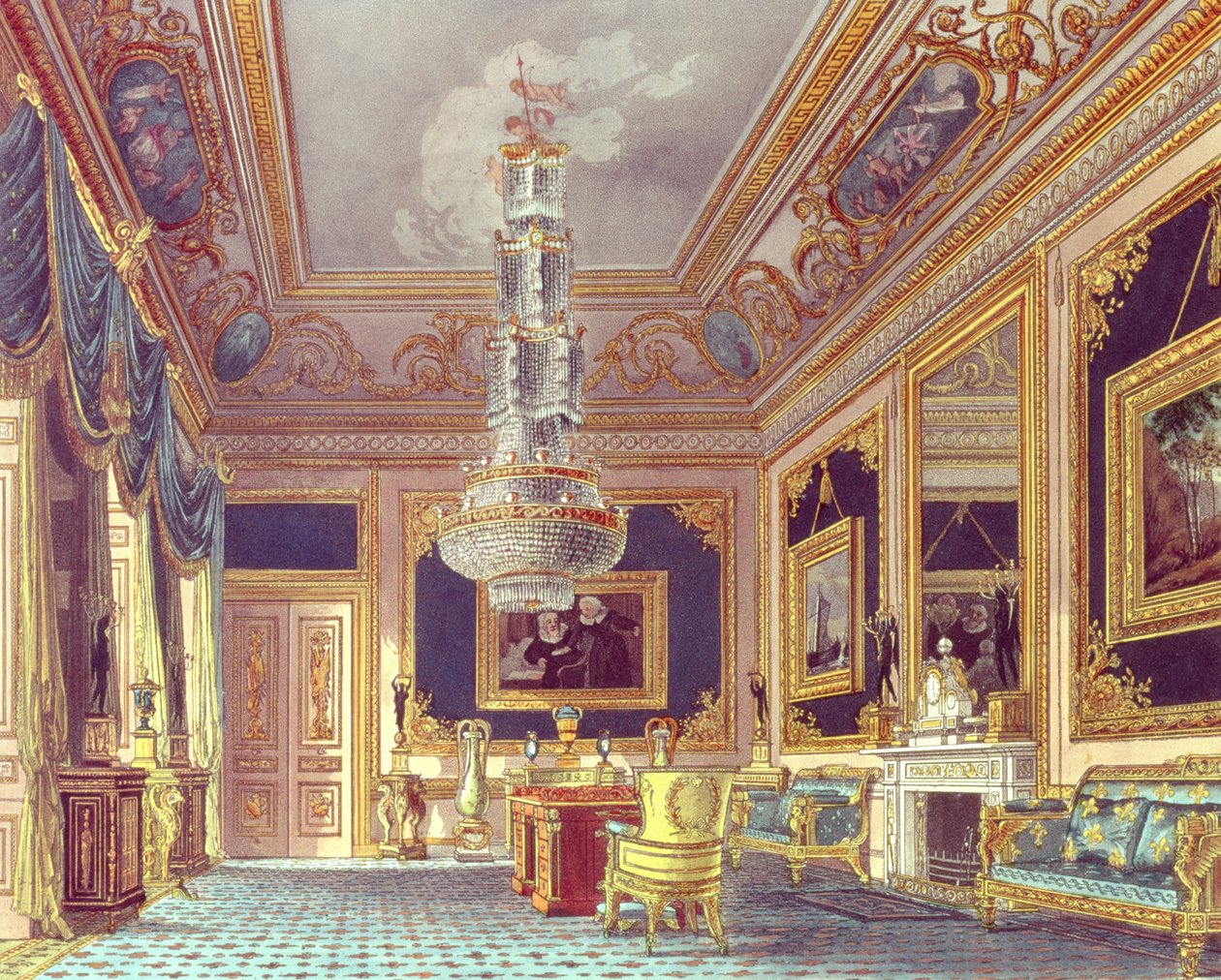 Blue Velvet Room, Carlton House Pynen "kuninkaallisista asunnoista", 1818 tekijältä William Henry Pyne