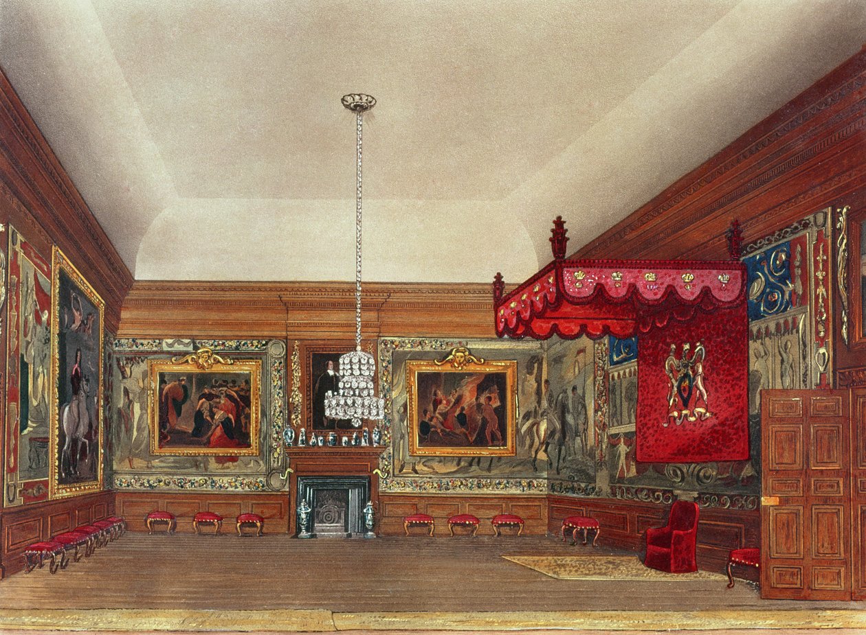 Throne Room, Hampton Court Pynen "kuninkaallisista asunnoista", 1818 tekijältä William Henry Pyne