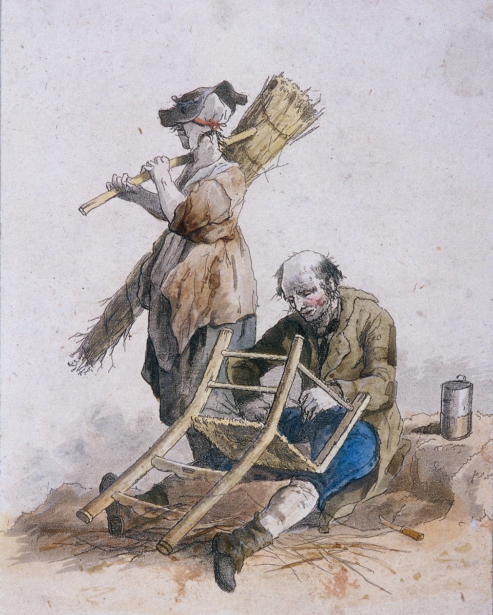 Kaksi tuolin korjaajaa, Provincial Characters, 1804 tekijältä William Henry Pyne