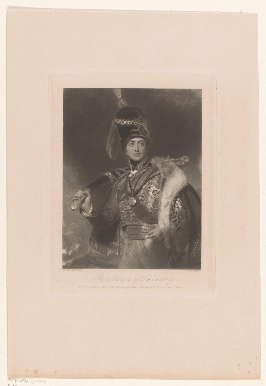 Muotokuva Charles William Vane on näyttelijänä Charles William Stewart Londonderryn markiisi (otsikko esineessä) tekijältä William Henry Simmons