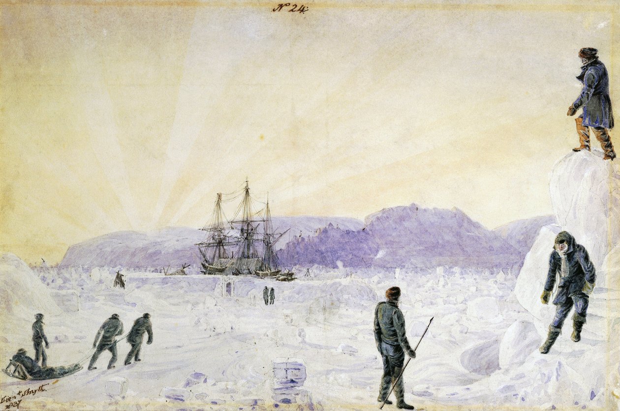 HMS Terror jäässä lähellä Southampton Islandia, Nunavutissa, Kanadassa