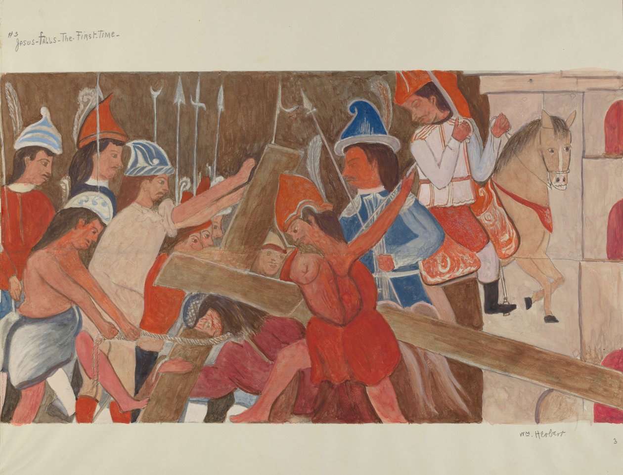 Ristin asema nro 3: Jeesus putoaa ensimmäisen kerran, n. 1936. tekijältä William Herbert