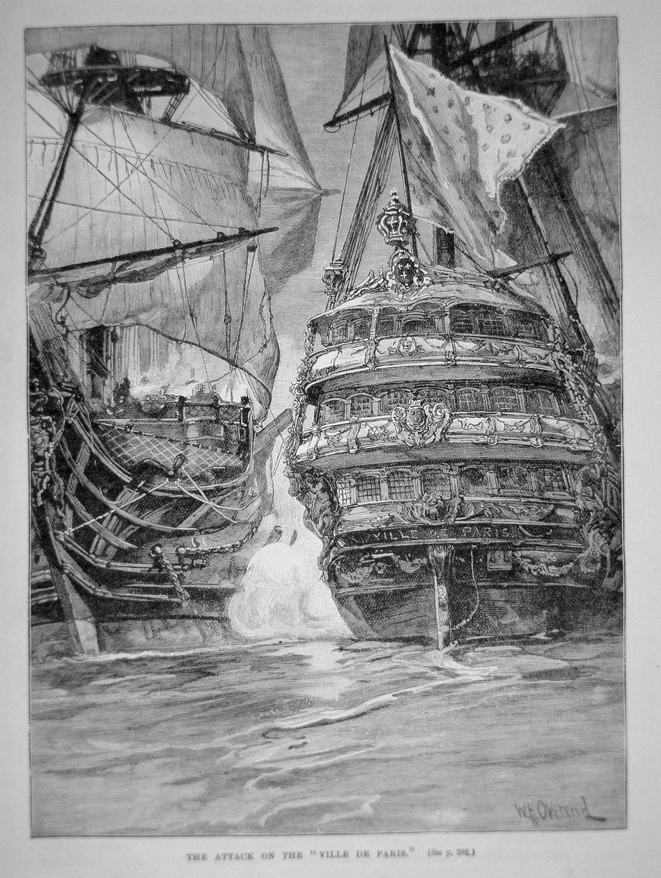 Hyökkäys "Ville de Parisille" (litho) tekijältä William Heysham (after) Overend