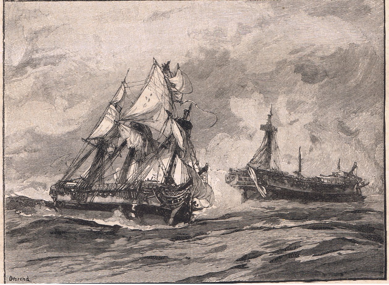Arethusa ja Belle Poule AD 1778 tekijältä William Heysham Overend