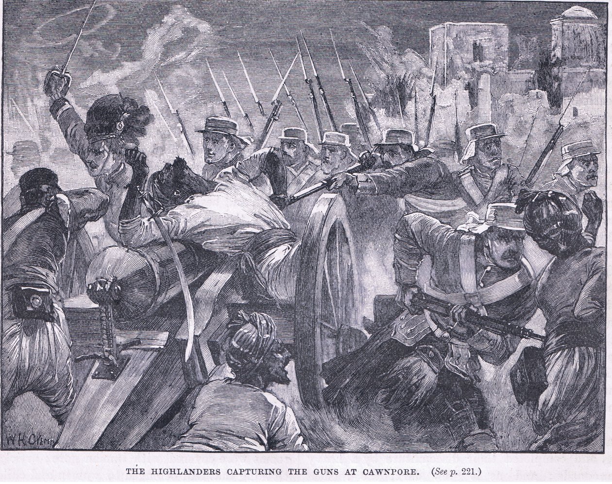 Ylämaalaisten joukkojen valloitus Cawnporessa 1857 jKr. tekijältä William Heysham Overend
