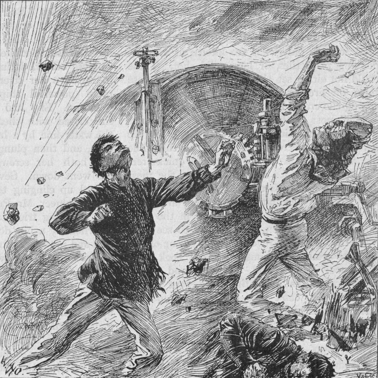 Kuori räjähti hänen jousiaseensa joukossa, 1902 tekijältä William Heysham Overend