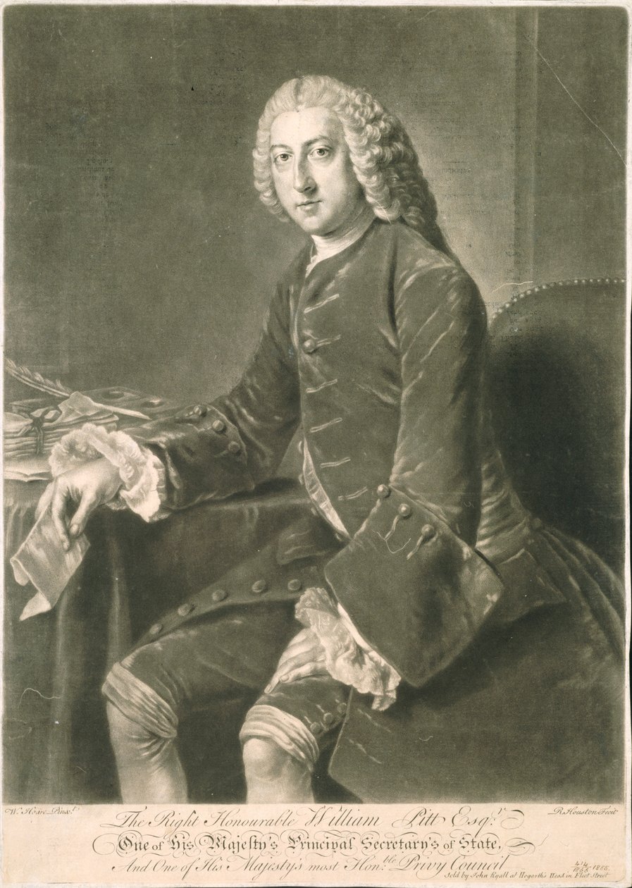 William Pitt, valtiosihteeri, Richard Houstonin (1721-75) kaiverruttama. tekijältä William Hoare