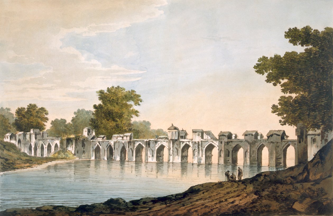 Näkymä sillalle Ilionpoorissa Goomty-joen yli, pubi. 1785-88. tekijältä William Hodges