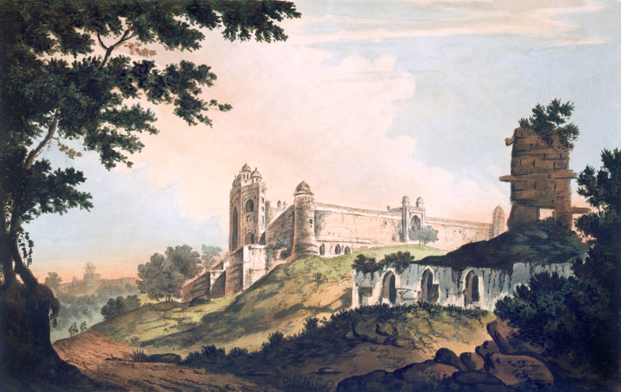 Näkymä moskeijalle Futtipoor Sicrissä, pubissa. 1785-88. tekijältä William Hodges