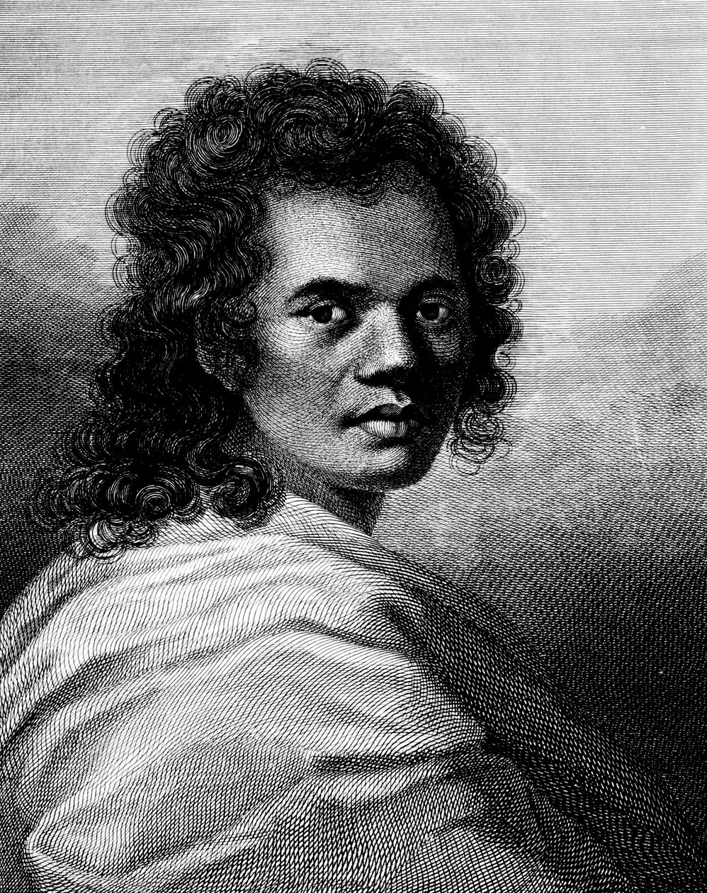 Omai, kaiverrus J. Caldwall, 1777 tekijältä William Hodges