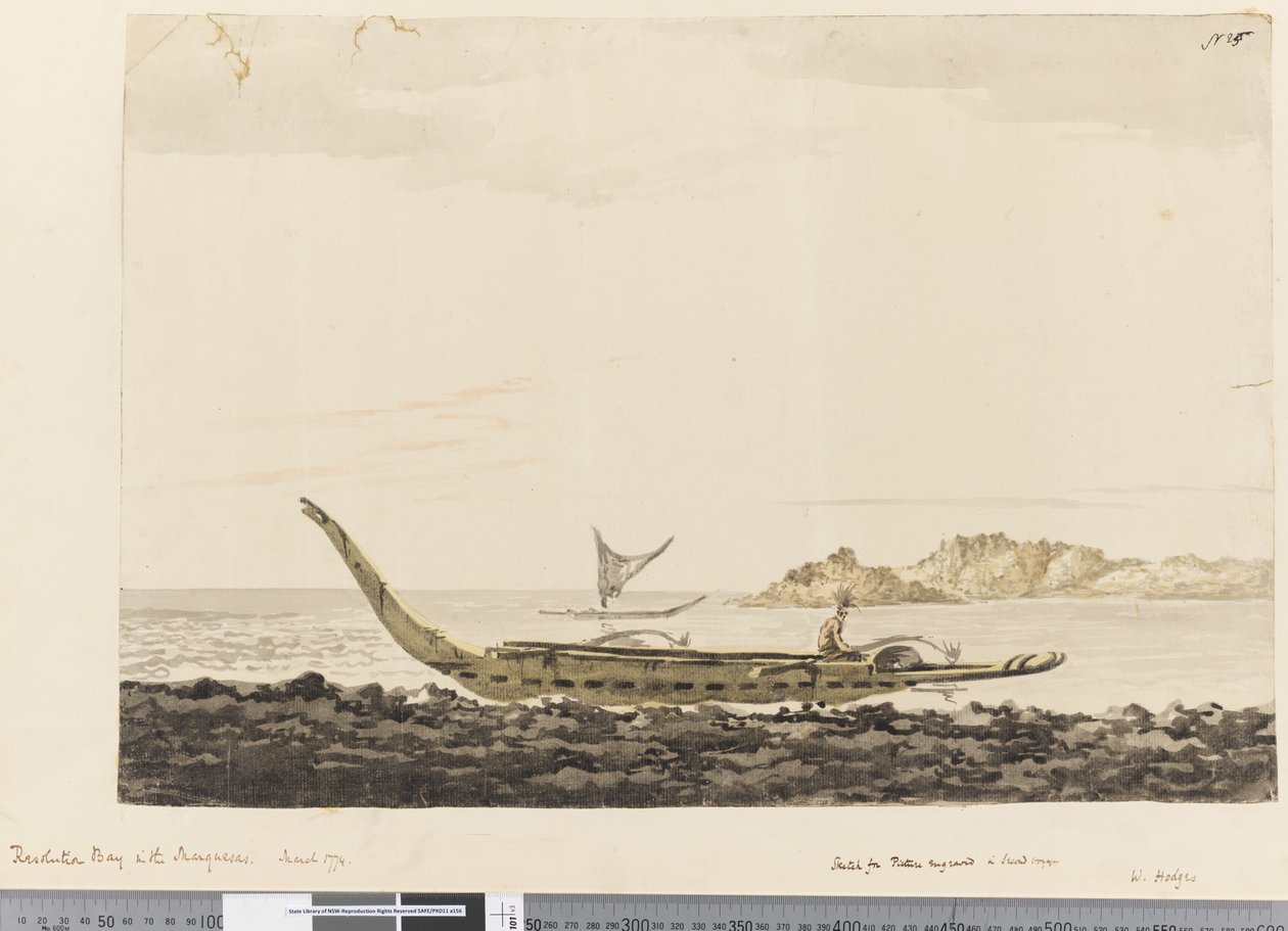 Page 25 Resolution Bay Marquesasissa. 1774 tekijältä William Hodges