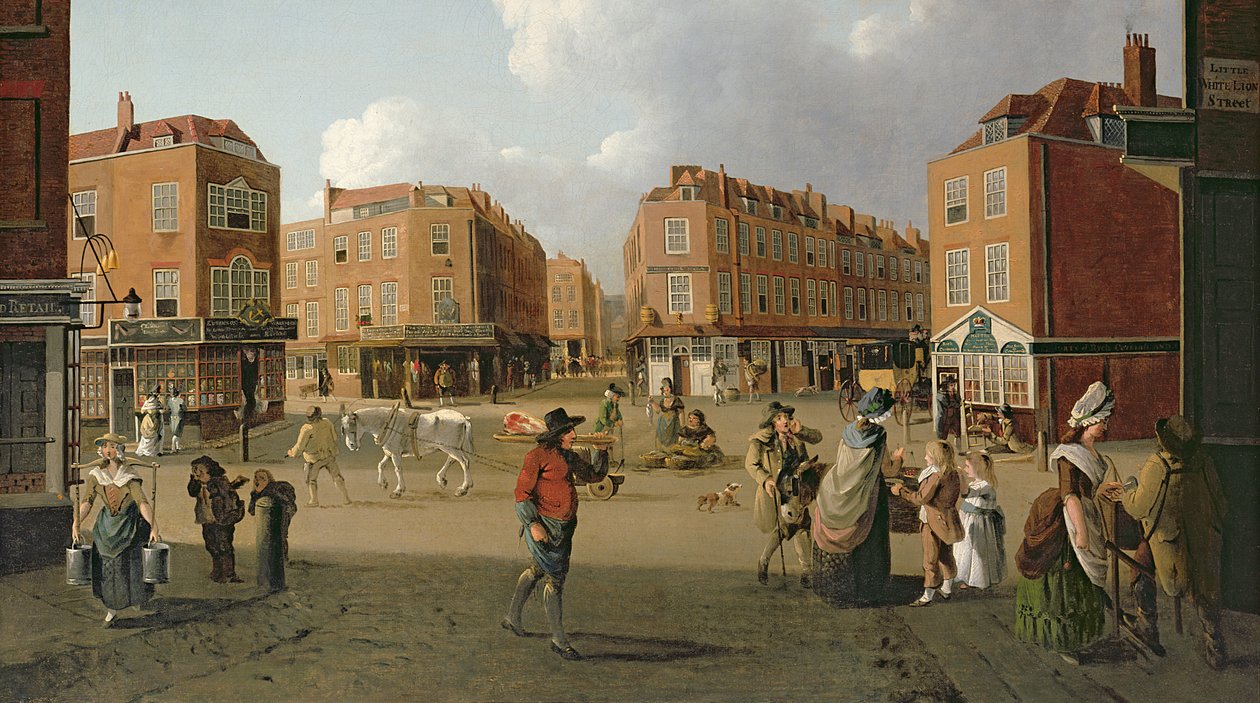 Seven Dials, Covent Garden öljy kankaalle yksityiskohta numero 353744 tekijältä William Hodges