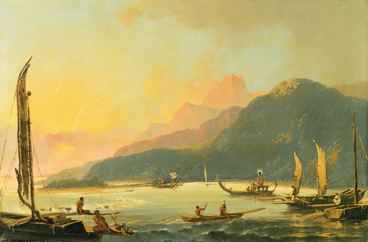 Tahitian War Galeys Matavai Bayssä, Tahitissa tekijältä William Hodges