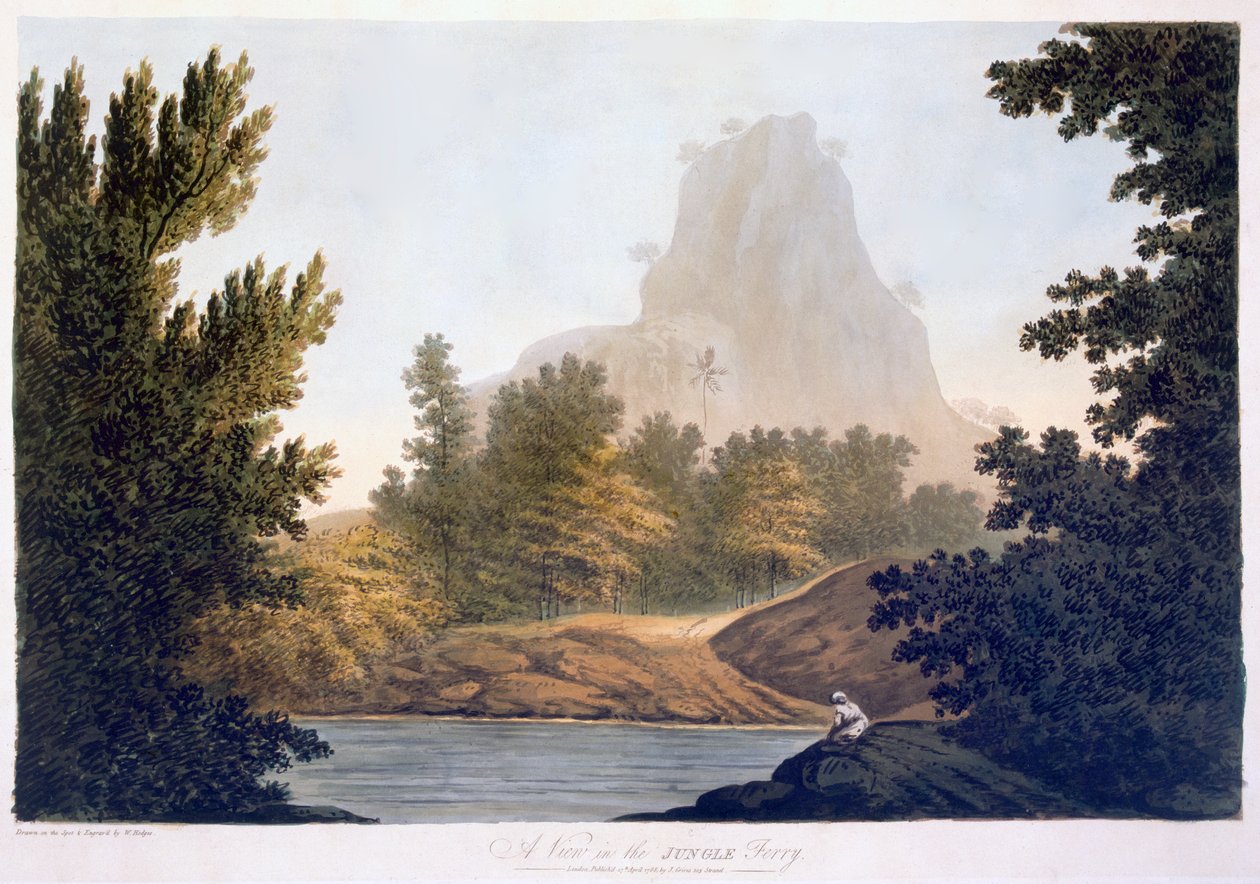 Näkymä viidakkoon, 1788 (akvatinta) tekijältä William Hodges