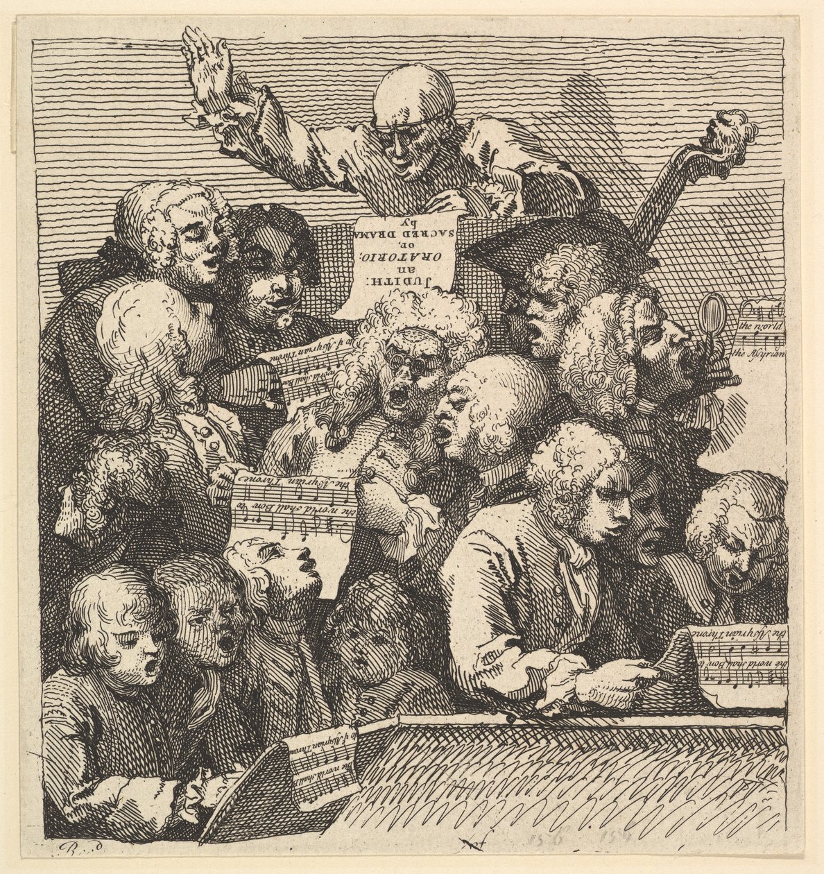 Laulijoiden kuoro eli Oratorio, joulukuu 1732. tekijältä William Hogarth