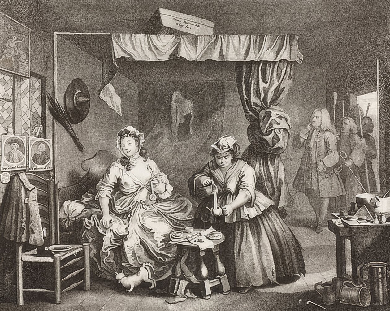 Porton edistyminen / Huoran tie, Arkki 3: Pidätys. 1732 tekijältä William Hogarth