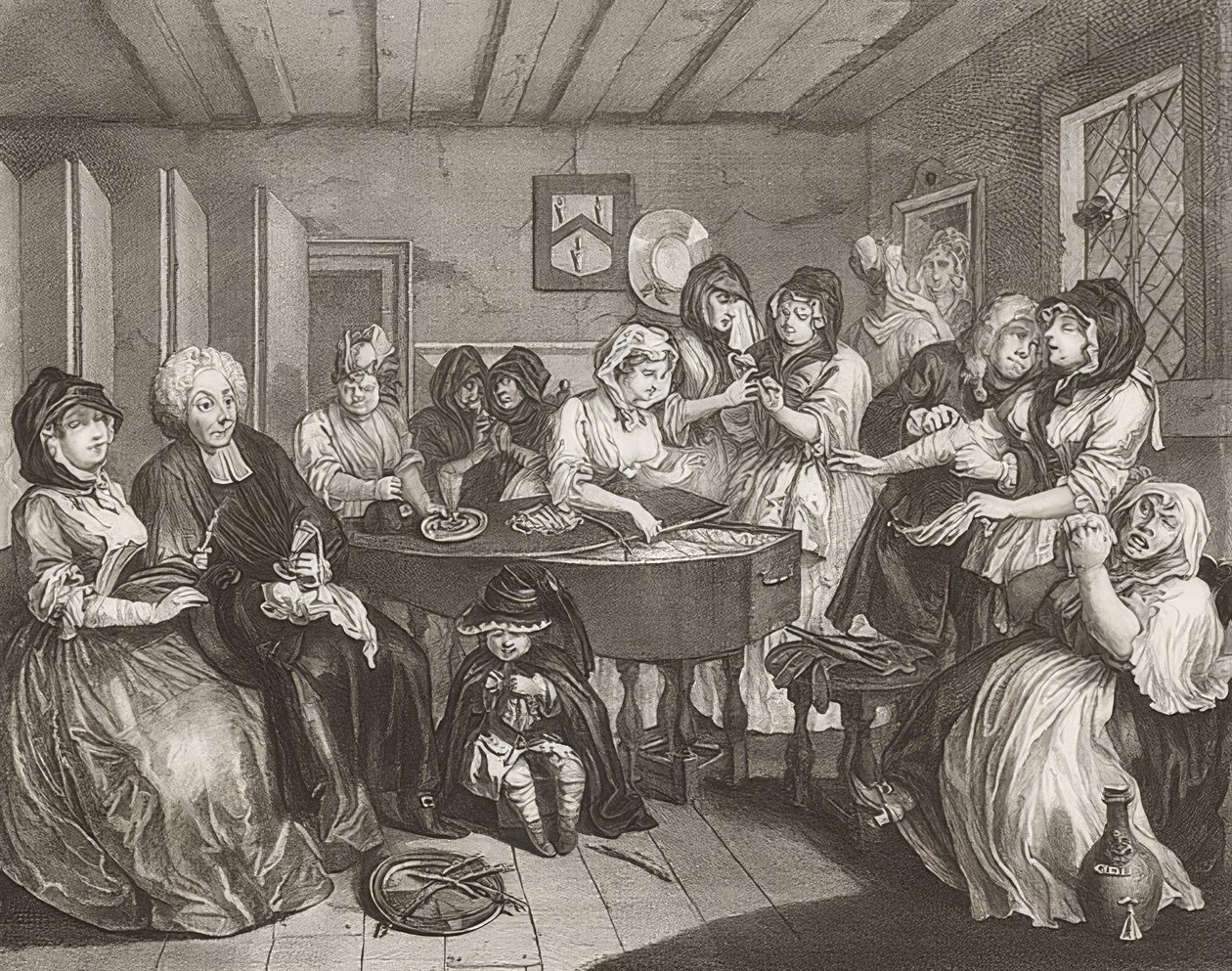 Porton edistyminen / Huoran tie. Arkki 6: Hautajaiset. 1732 tekijältä William Hogarth