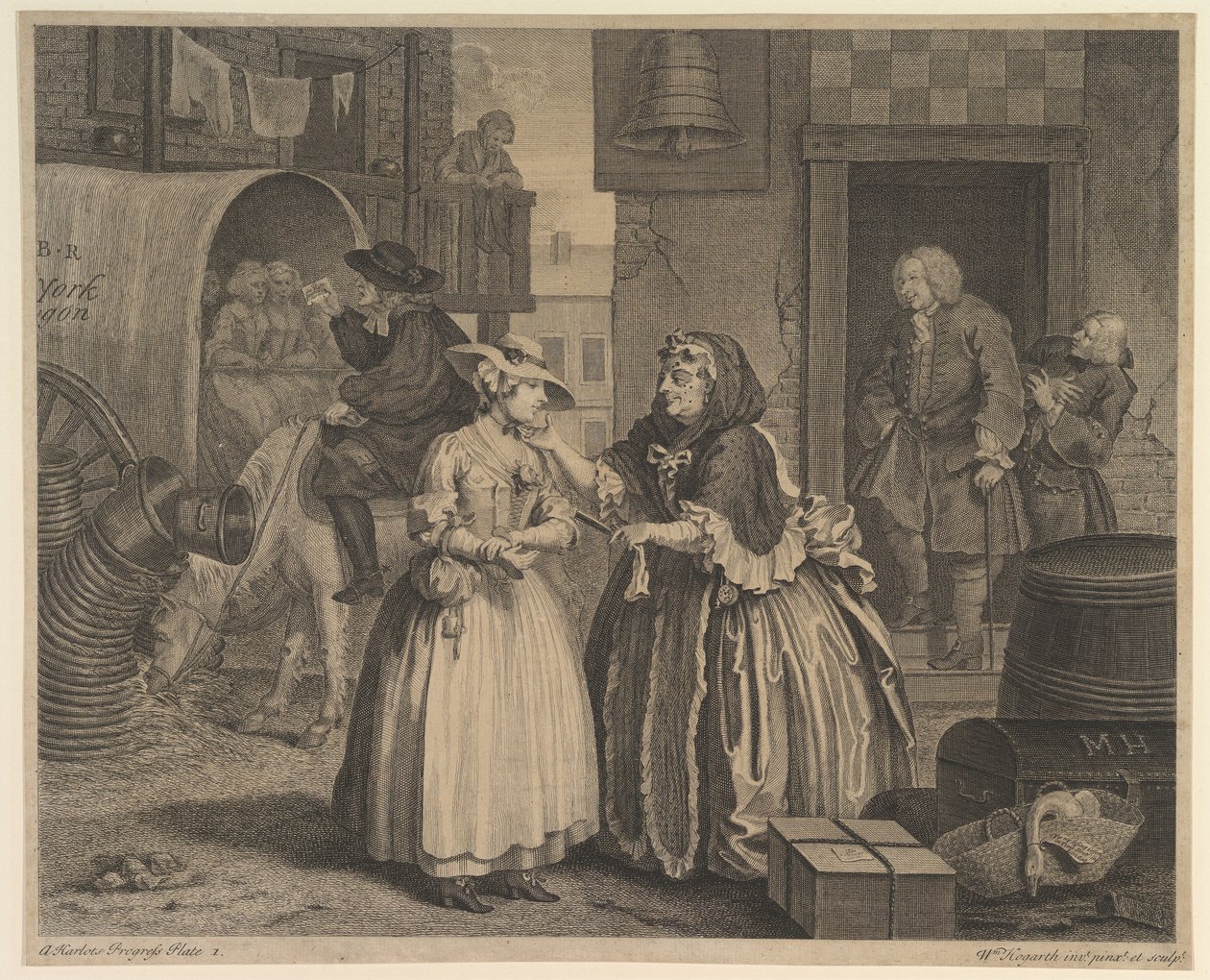 Porton vaiheita, laatta 1 tekijältä William Hogarth