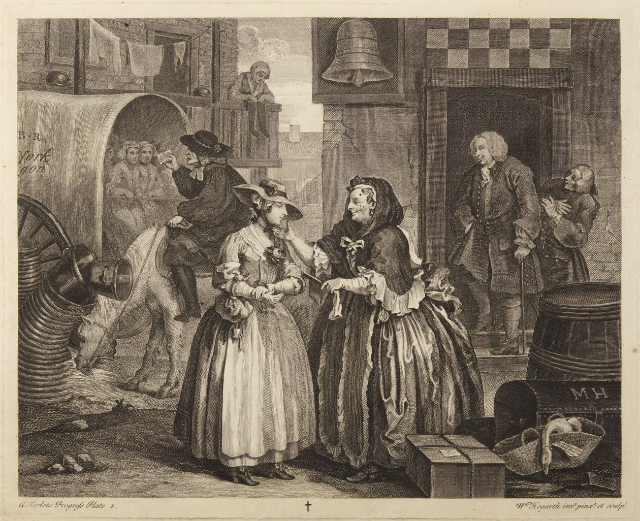 Porton vaiheita, kuvalaatta 1 tekijältä William Hogarth