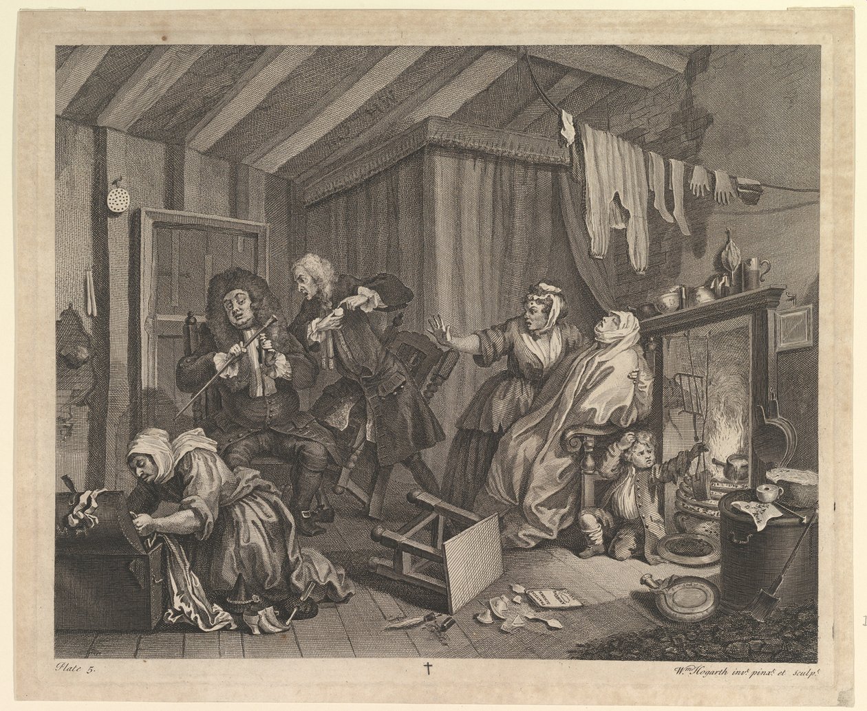 A Porton edistyminen, levy 5, huhtikuu 1732. tekijältä William Hogarth