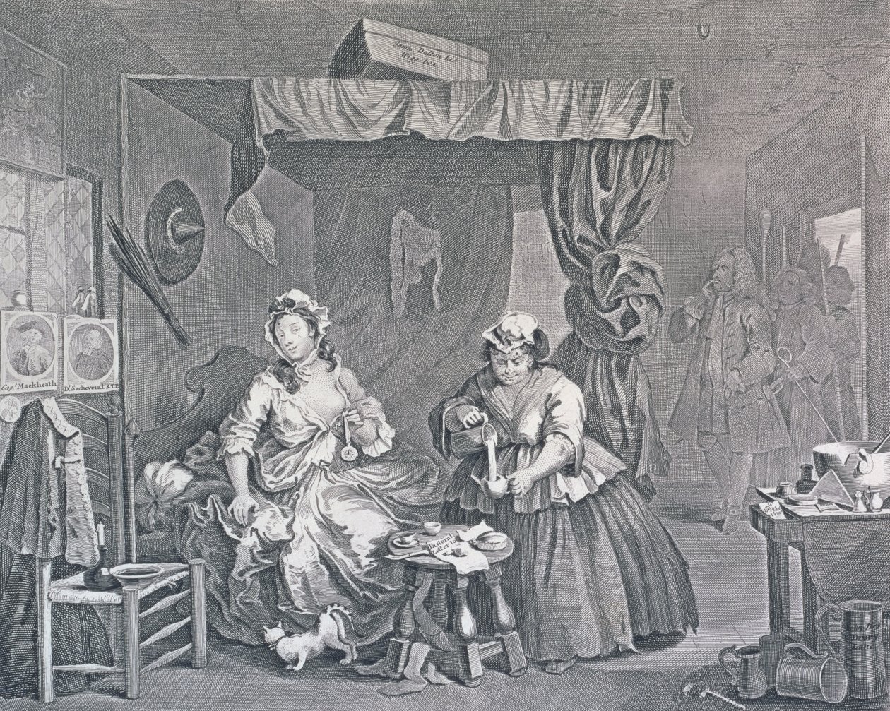 Porton edistyminen, levy 3: tuomarin pidätti, 1732 (etsaus ja kaiverrus) tekijältä William Hogarth