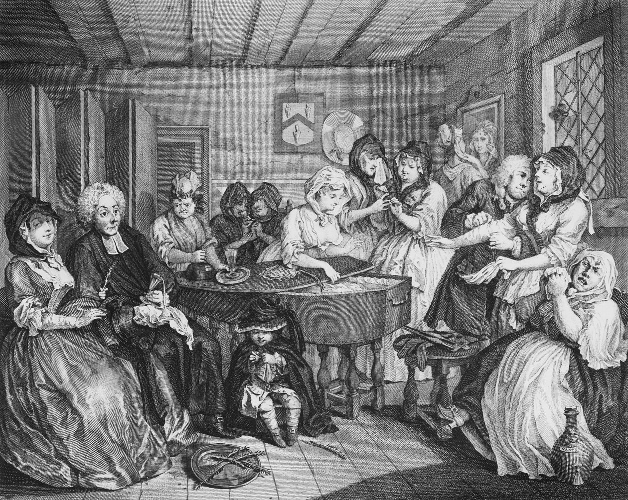 Porton edistyminen, levy VI, Hautajaiset tekijältä William Hogarth