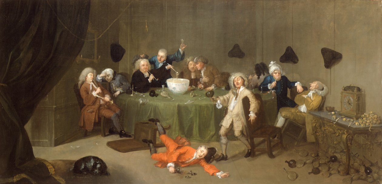 Keskiyön nykyaikainen keskustelu, n. 1732 tekijältä William Hogarth