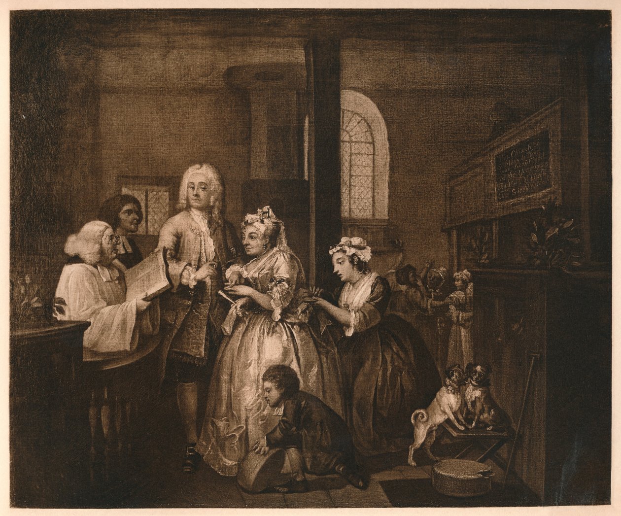 A Rakes Progress - 5: Hän menee naimisiin, 1733. tekijältä William Hogarth