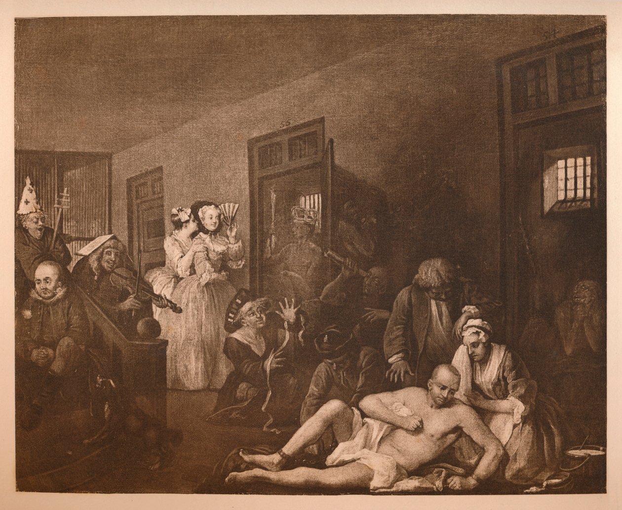 A Rakes Progress - 8: Hullun talo, 1733. tekijältä William Hogarth