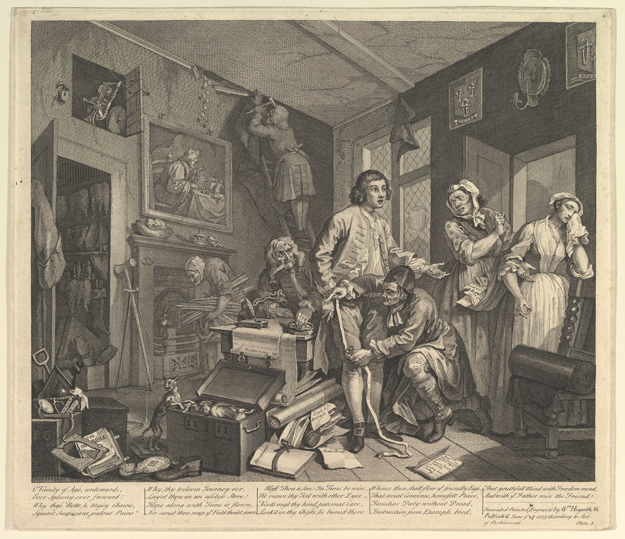 A Rakes Progress, levy 1, 25. kesäkuuta 1735. tekijältä William Hogarth