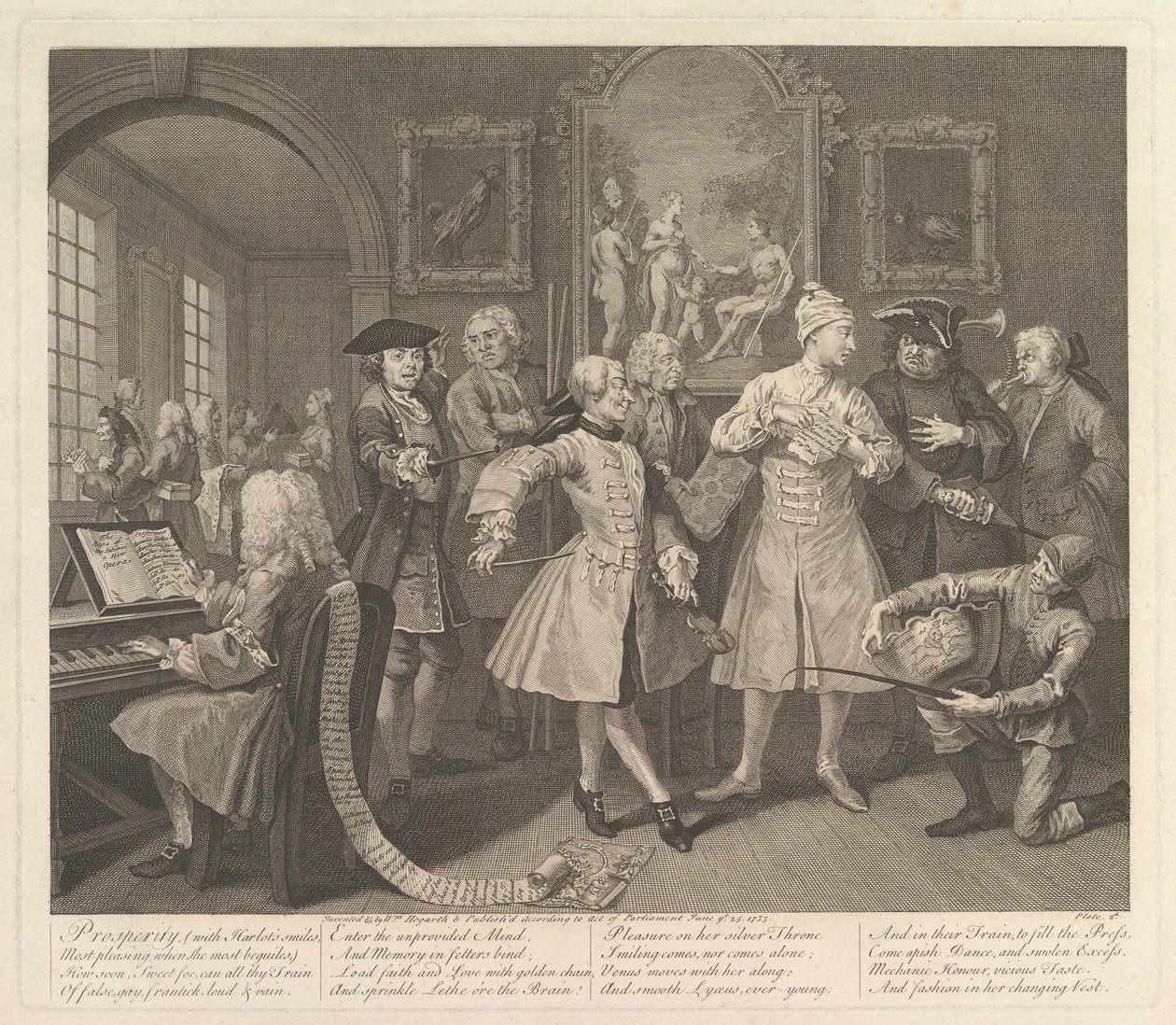 A Rakes Progress, levy 2, 25. kesäkuuta 1735. tekijältä William Hogarth