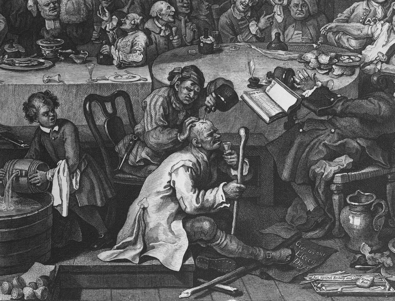 An Election Entertainment, 1755 (yksityiskohta numerosta 396068) tekijältä William Hogarth