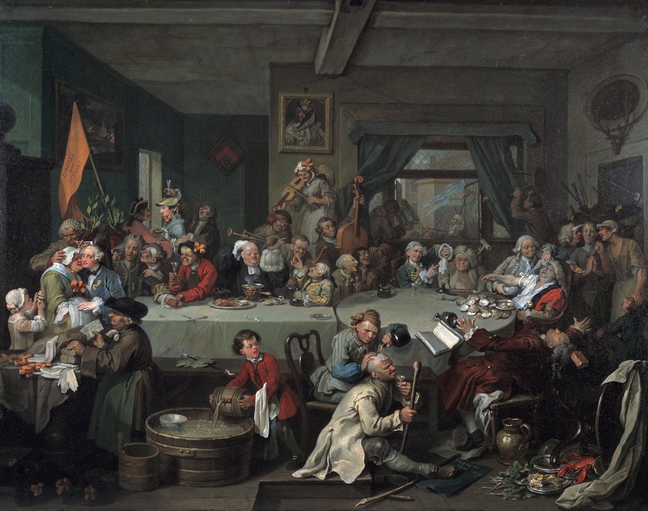 Vaaliviihde, 1755 tekijältä William Hogarth