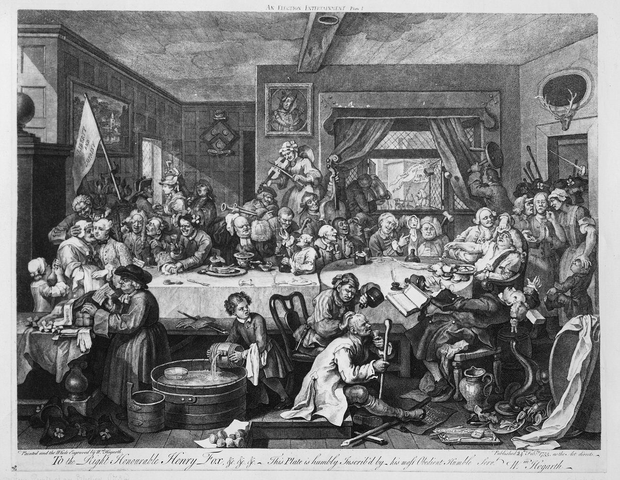 Vaaliviihde, 1755 tekijältä William Hogarth