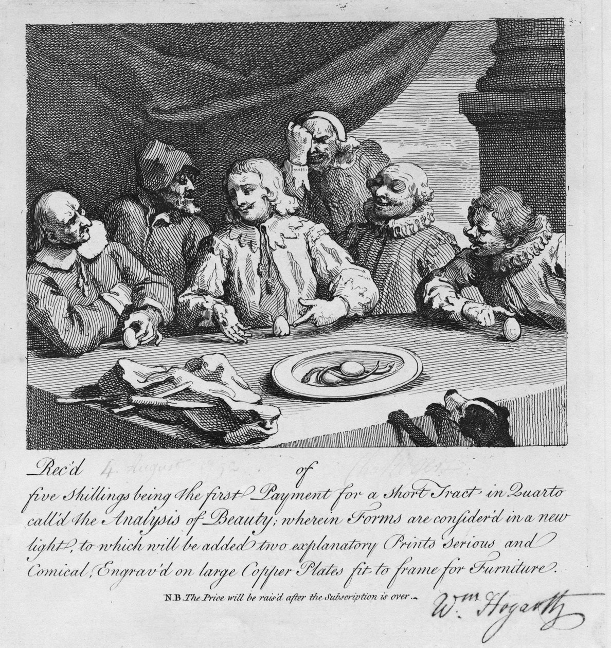 Kolumbus rikkoo munan, 1752 tekijältä William Hogarth