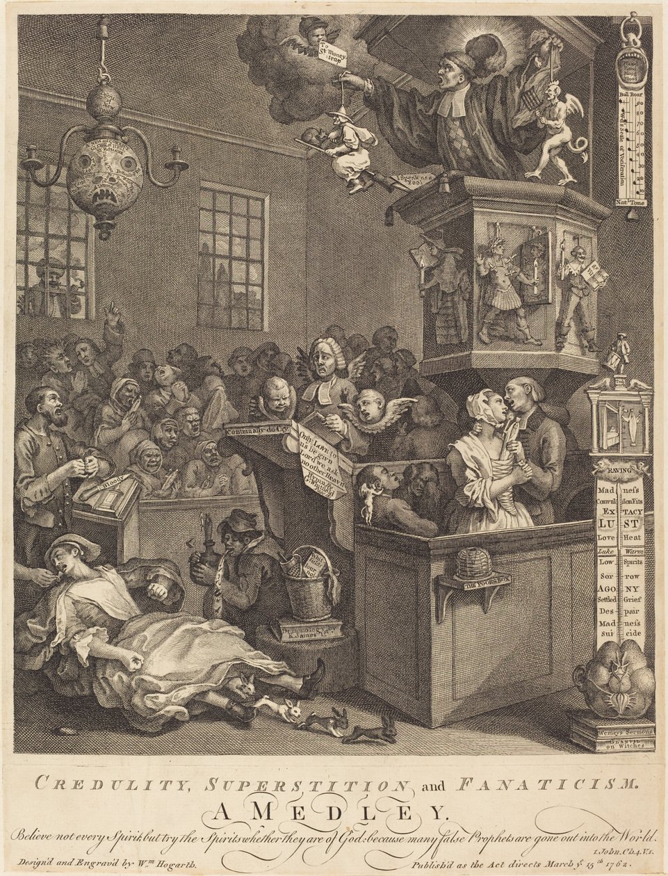 Uskollisuus, taikausko ja fanaattisuus tekijältä William Hogarth