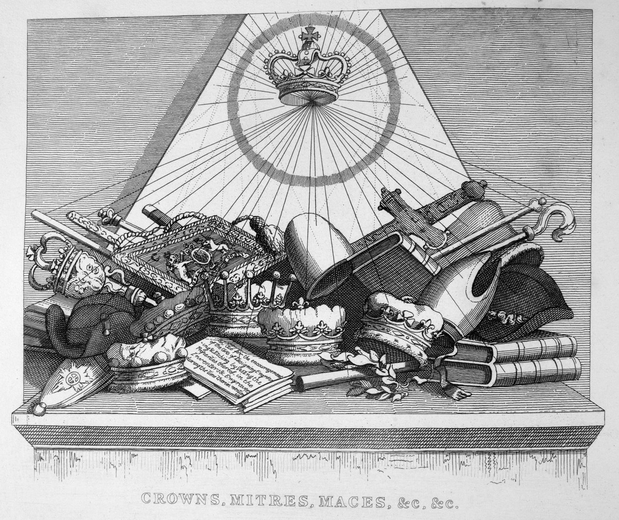 Kruunut, hiirtä, viirot, jne., 1754 tekijältä William Hogarth