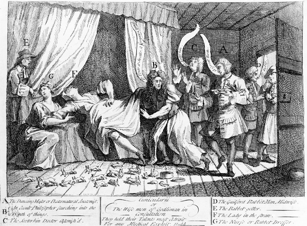 Cunicularii eli Godlimanin viisaat neuvottelussa, 1726 tekijältä William Hogarth