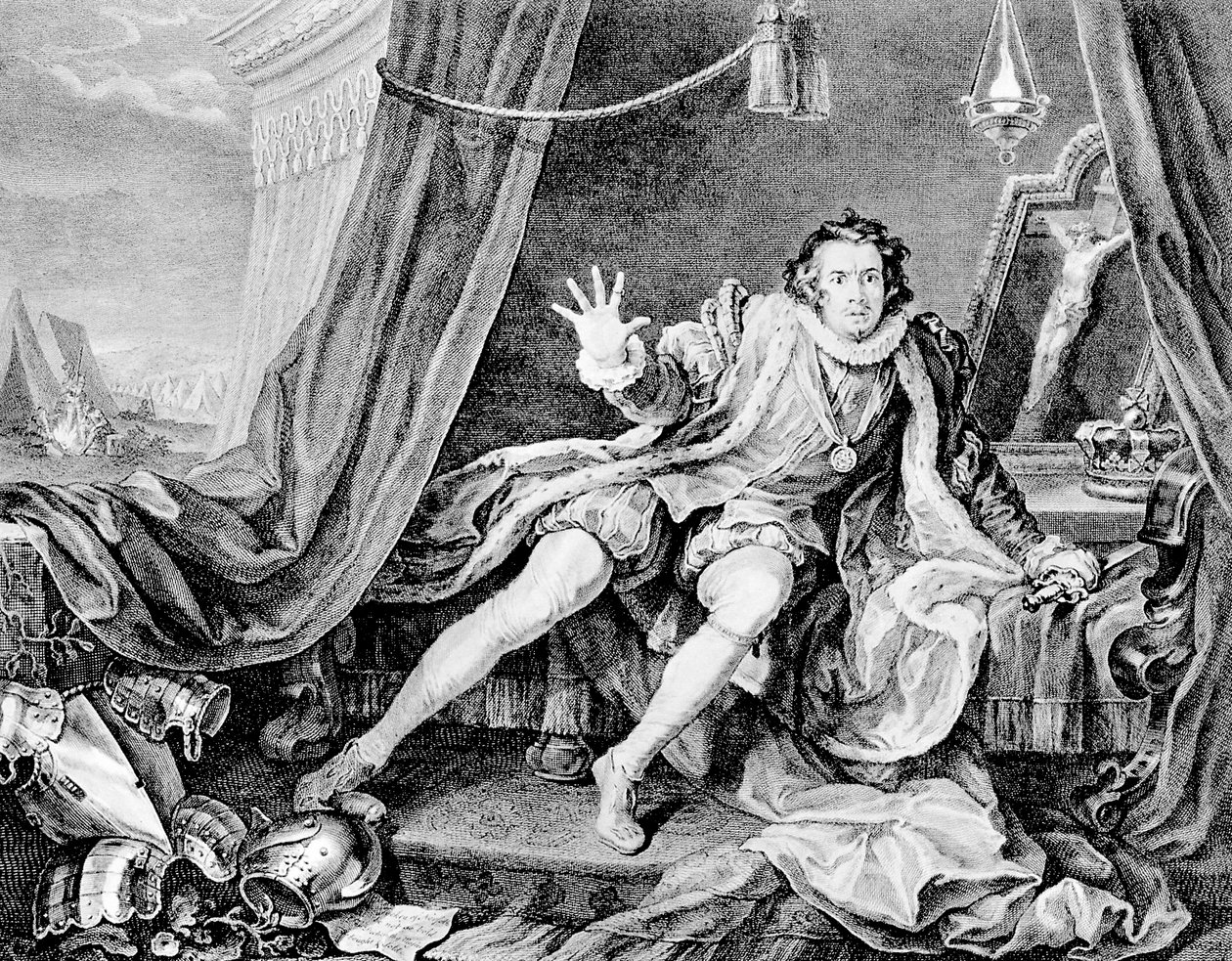 David Garrick Richard III:na, 1746. tekijältä William Hogarth