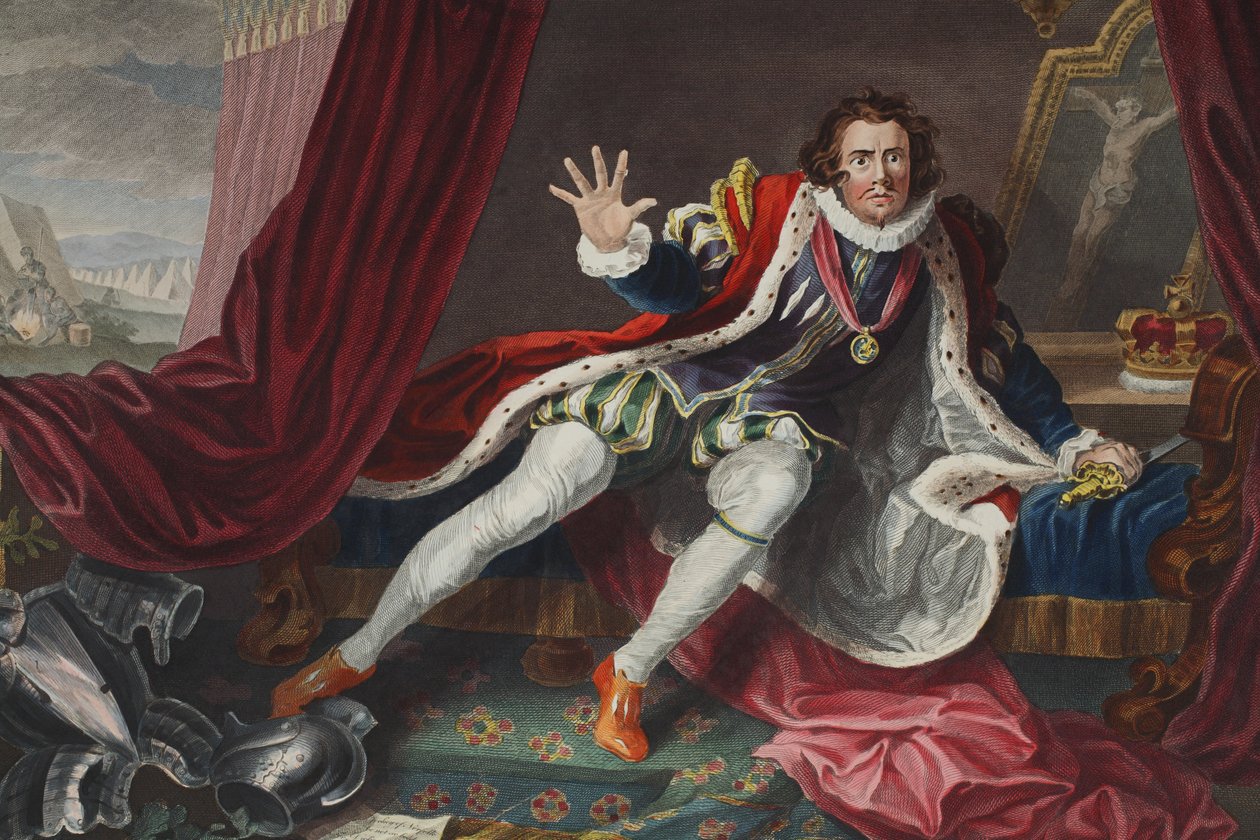 David Richard III:na, kuvitus teoksesta "Hogarth Restored: The Whole Works of the kuuluisan William Hogarthin, uudelleenkaivertanut Thomas Cook", pub. 1812 (käsinvärinen kaiverrus) tekijältä William Hogarth