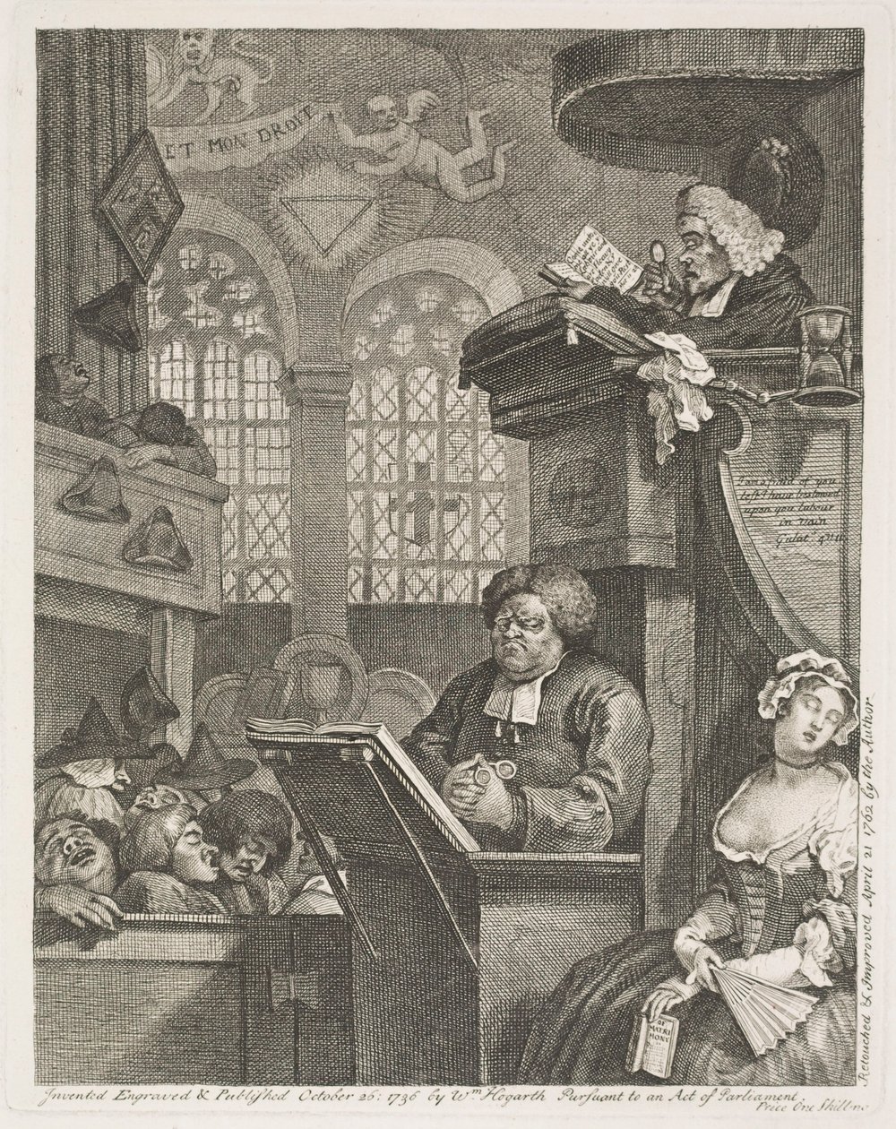 Nukkuvat kirkkokävijät tekijältä William Hogarth