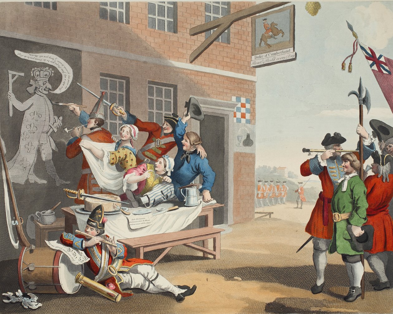 Englanti, kuvitus julkaisusta "Hogarth Restored: The Whole Works of kuuluisan William Hogarthin, uudelleenkaiverrettu Thomas Cook", pub. 1812 (käsinvärinen kaiverrus) tekijältä William Hogarth